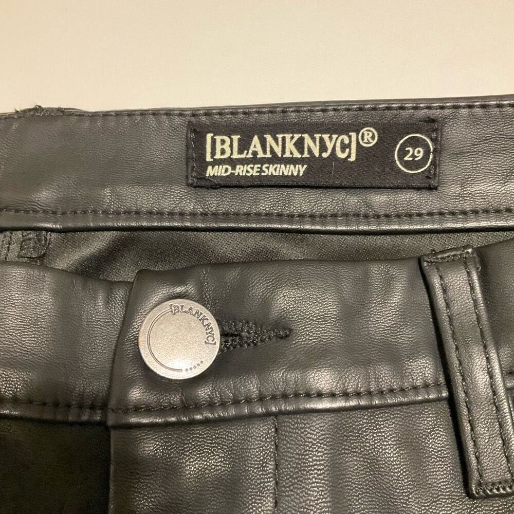 Blank NYC Midrise Skinny Faux Leather Pants, Size 29/6-8. Black - Picture 5 of 7